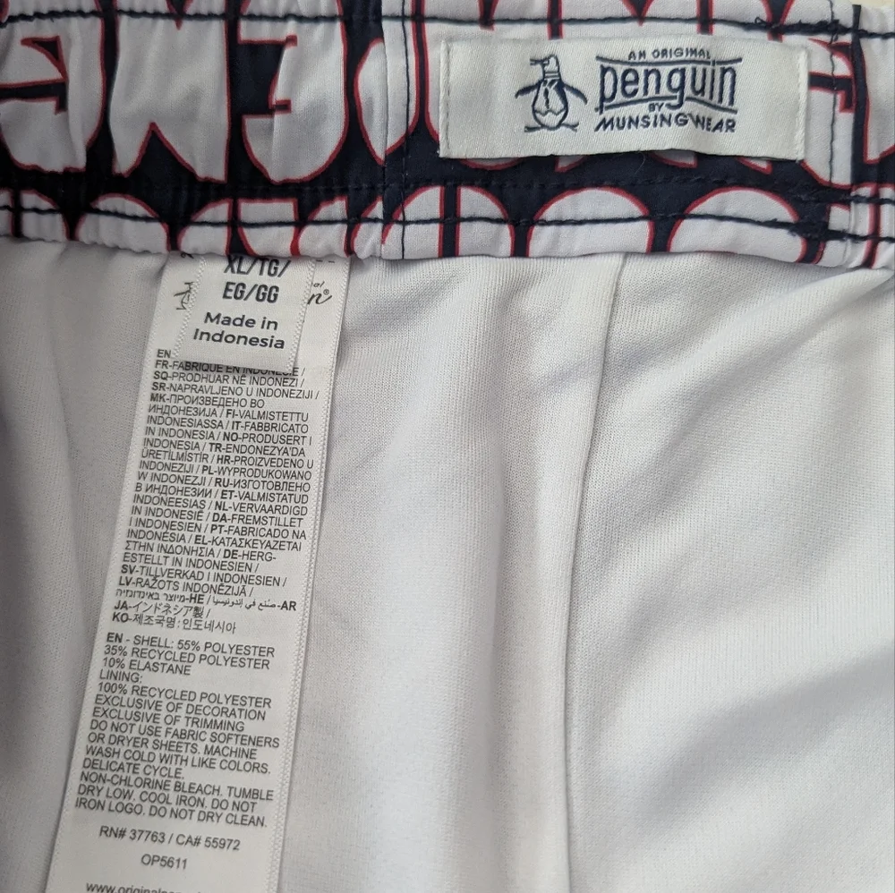 ORIGINAL PENGUIN All Over Print Volley Swim Trunk Dark Sapphire Size XL NWT